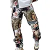 QNPQYX printemps automne mâle Streetwear imprimé pantalon droit ample taille moyenne pantalon décontracté hommes pantalons de sport mode hommes pantalons