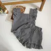 Clothing Sets Baby Girls Summer Clothes Set Fashion Born Infant Plaid Ruffles Tops Shorts 2Pcs Outfits Suit