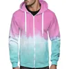 Hoodies masculins Mens Gradient Zip Up Patchwork Couleurs HOOD HOODS HARAJUKU OVENIDEDIDE LOISIRS Sweats Sweats Sweats Sports Outdoor Sports Suisses