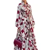 Plus size Dresse Vintage Floral Printed Full Sleeve Spring Autumn Dress Retro Office Maxi Elegant Ladies Party Long Shirt 3XL 230919