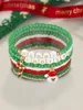 Strand 9st Ladies Glass Rice Bead String god jullegering Santa kryckor hängande armband