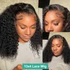 Short Bob Curly Lace Frontal Wig Human Hair 13x4 Deep Wave 180 Density Red /Black/Brown /Highlight Lace Front Wigs Synthetic Preplucked