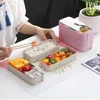Geschirr 1PCS 900ML 3 Schicht Weizenstroh Bento Box Mittagessen Mikrowelle Vorratsbehälter