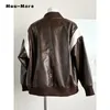 Femmes en cuir Faux femmes décontracté gothique Hiphop moto Style veste automne hiver Vintage lâche à manches longues 230920