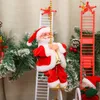 Juldekorationer Santa Claus Climbing Ladder Electric Santa Claus Doll Julgran Hängande prydnad utomhus inomhusdörrväggdekoration 230920