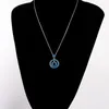 Naszyjniki wiszące Kongmoon Double Circle Ocean Blue Fire Opal Srebrna biżuteria dla kobiet naszyjnik