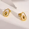 Stud Earrings Shell Avocado For Women Satinless Steel Studs Ear Jewelry