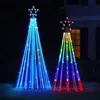 Juldekorationer LED Christmas Tree Lights How String Cone Waterfall Star Lights Outdoor Multicolor Lights How för Wedding Party Decoration EU Plug 230920