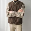 Coletes masculinos outono inverno engrossado algodão colete xadrez solto vintage coreano moda quente colete casual roupas básicas