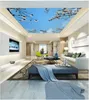 Wallpapers Woonkamer Slaapkamer Plafond Muurschildering Decor Mooie Blauwe Hemel Witte Wolken Bloemtakken Muurschilderingen