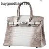 Himalayans handtassen echte lederen witte luxe tas pure handgemaakte highgrade krokodillenhuid vrouwelijk hebben logo fsjx