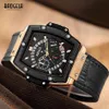 Baogela Chronograph Wasserdicht Quarz Armbanduhren Für Männer Rose Gold Leder Sport Stoppuhr Relojios Masculinos 1703Rose Wristw263L