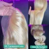 613 Honey Blonde en dentelle avant perruque de cheveux humains Brésilien coloré 40 pouces 13x4 HD Perruques frontales droites transparentes pour femmes