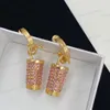 Coke Cup Earrings, Designer jewelry Embed Zircon fashion women's earrings, 2 colors, silver/pink