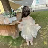 Girl Dresses Kids Clothes For Girls Formal Dress 2023 Princess Fashion Summer Mesh Casual Sweet Cute Fairy Button Butterfly Pattern Thin