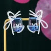 Dangle Earrings Missvikki Luxury Bowknot Fairy Blue Snowflake Earring For Women Wedding Party Dubai Bridal Jewelry Boucle D'oreille