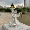 Decorative Objects Figurines Garden Resin Roman Column Small Angel Ornaments Home Products Retro Solar Character Crafts Home Accessories 230920