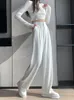 Women's Pants s Casual High Waist Loose Wide Leg for Women Spring Autumn Female FloorLength White Suits Ladies Long Trousers 230919