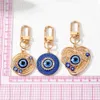 S3784 Modeschmuck Harz Evil Eye Anhänger Schlüsselanhänger aushöhlen geometrisches rundes Herz Strass blaue Augen Schlüsselanhänger