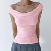 Women s T Shirt CUTENOVA Asymmetric Crop Top Women Ruched Off The Shoulder Female Sleeveless Sexy Tops Woman Fashion Streetwear Summer 230920