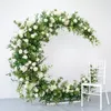 Décorations de Noël Modèle Lune Forme Arch Ajouter Bleu Rose Artificielle Rose Fleur Rangée De Mariage Toile De Fond Décor Floral Stand Party Road Lead 230919