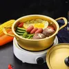 Servis uppsättningar koreanska ramen nudlar skål litet lock hållare matlagning pann kök återanvändbart aluminium