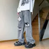 Heren Jeans TFETTERS Retro Stijl 2023 Heren Baggy Zomer Gescheurde Gat Denim Broek Mid Taille Mannen Street Wear Wijde Pijpen