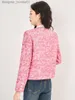 Women's Wool Blends ZJYT Luxury Sequined Tweed Woolen Jackets and Coats for Women 2023 Long Sleeve Pink Office Casual Party Outerwear Veste Femme L230920