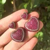 Висячие серьги Vinregem в богемном стиле Love Heart Lab Рубиновый драгоценный камень Sona Diamond для женщин Подарок на годовщину Винтажные ювелирные изделия оптом