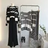 Fall Outfits minimalism randtröja tre stycken byxor väst stickad cardigan set