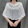 Women's Cape Korean Ice Silk Hollow Knit Sunscreen Shawl Female Summer Air Conditioning Neck Protection Pullover Knit Blouse Women's Cape V35 L230920