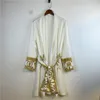 Men's Robes Satin High-end Personality Korean Japanees Wearing Windbreaker Mid Length Men's Coat Luxury Design Men Silk Sleepwear 230920