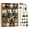 Kerstversiering 50 stuks Nieuwigheid Kerstballen Ornamenten Geschenk Zwart Goud Pakketset Noordse Elanden Decoratief voor Kerstboom Navidad Feestdecoratie 230920