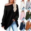 Women's Sweaters Casual Long Sleeved Crew Neck Pullover Solid Color Sweater V Men Fleece