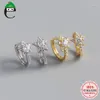 Hoop Huggie Elfoplatasi Minimalist 925 Sterling Silver Fashion Dazzling Star CZ Earring for Women Wedding S925 Jewelry DA11291258V