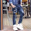 Kot Ienens moda erkekler bahar sonbahar uzun pantolonlar genç çocuk düz denim pantolon elastik bel kovboy artı 230920