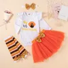 Clothing Sets Baby Clothes Thanksgiving Day Cute Infant Girls Long Sleeve Turkey Print Romper Lace Tutu Skirts Headband 3pcs 230919