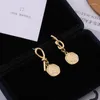 Dangle Earrings Vintage Gold Color Enamel Portrait Coin Pendant Drop For Women Girls Geometric Twisted Female Jewelry Accessories Gift