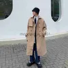 Herrgravrockar herr mode trench rockar höst män långa jacka rockar streetwear casual solid lös dike vindbrytare plus storlek 5xl-m j230920