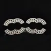 Orecchini di marca da donna Orecchini a bottone in oro 18 carati placcati in argento 925 Orecchini di perle di cristallo Gioielli da sposa per designer di donne