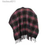 Cape pour femme Style de luxe rétro Plaid automne et hiver nouvelle Cape extérieure châle pour femme chaud Imitation cachemire coton écharpe à franges L230920