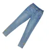Damen-Jeans, Designer-Sommer-dünne Doppel-C-gestickte, verkürzte Jeans, Damen-Slim-Fit, schmale Füße, Bleistifthose RN63