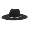 Fedora Hats for Women Band Classic Formal Church Wedding Hats for Men Panama Solid Black White Felt Women Hat Sombreros De Mujer302r