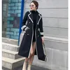 Women's Wool Blends White Woolen Coat Women Mid-length Autumn/Winter Jacket Coat British Hepburn Thicken Slim Black Double-breasted Coat Trench Coat L230920