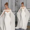 Elegant spetsapplikation Brudjackor Custom Made Long Chiffon Wedding Cape Shawls Wraps For Formal Dresses225s