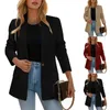 Jaquetas femininas blazers terno mulheres casual manga comprida cardigan botão jaqueta frontal com bolsos moda escritório senhora