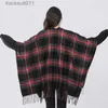 Cape pour femme Style de luxe rétro Plaid automne et hiver nouvelle Cape extérieure châle pour femme chaud Imitation cachemire coton écharpe à franges L230920