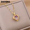 Pendant Necklaces DIEYURO 316L Stainless Steel Beautiful Love Heart Amethyst Gold Shiny Temperament Gift Women Jewelry Wear Everyday 230919