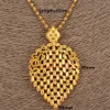 Collier de dubaï pour femmes, pendentif en Plume éthiopienne, jaune 14k, or fin massif, bijoux GF, fleur arabe africaine, cadeaux 173p