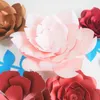 Flores decorativas diy flores artificiais artificielles pano de fundo gigante flor de papel rosa 6 pçs 4 folhas para o quarto berçário decoração da parede